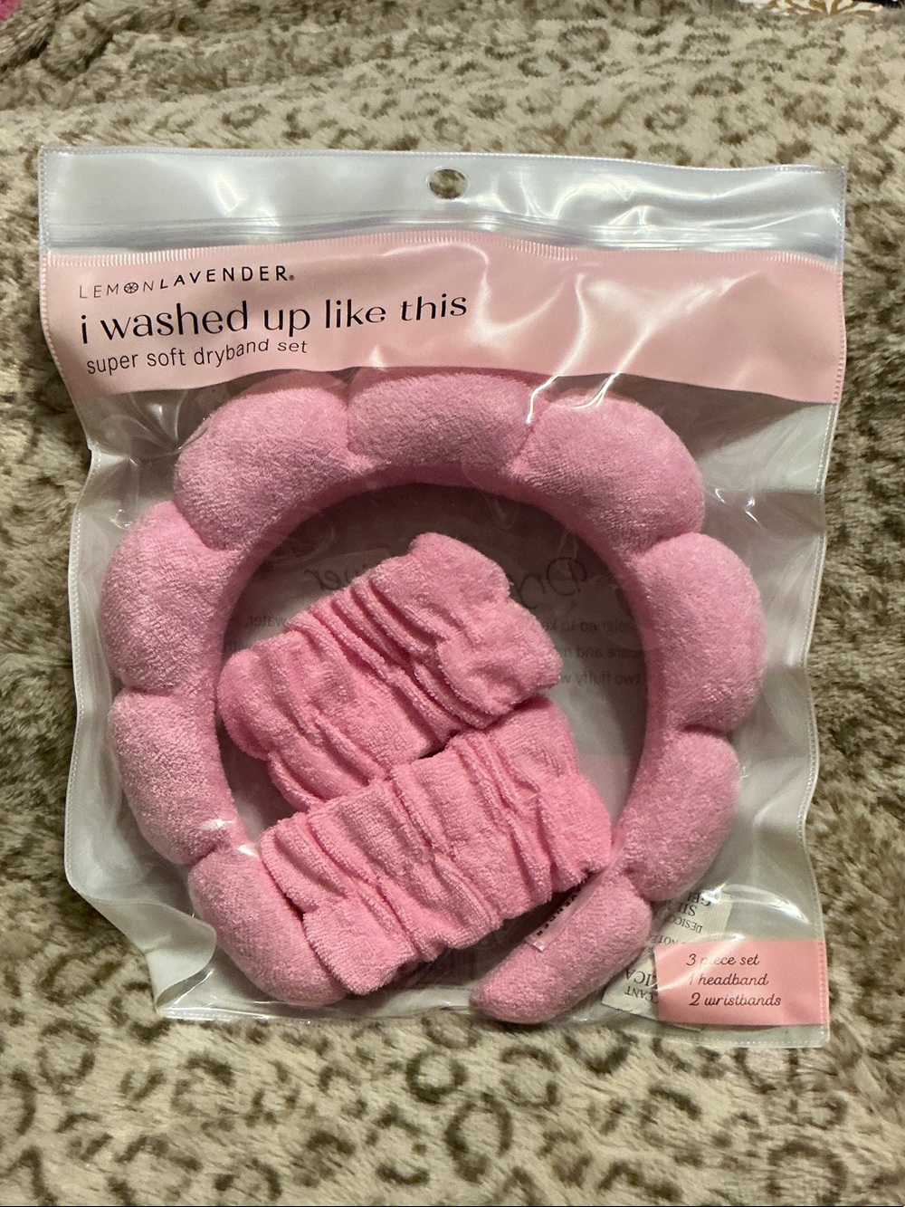 Lemon Lavender I Washed Up Like This Soft Plush Dryband Set in Pink 3 Pieces